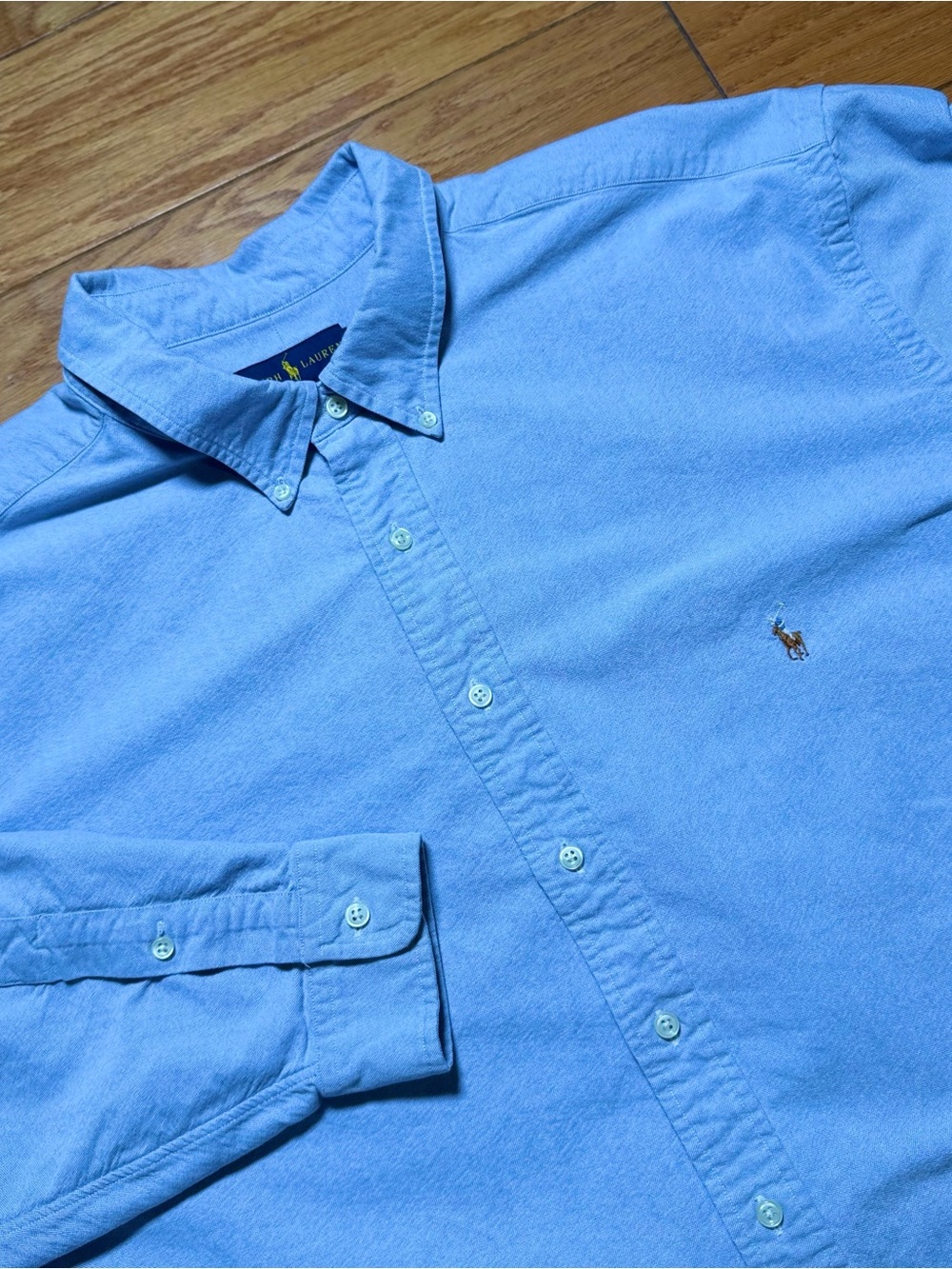 Ralph Lauren Light Blue Button-Down Oxford Shirt with Embroidered Pony